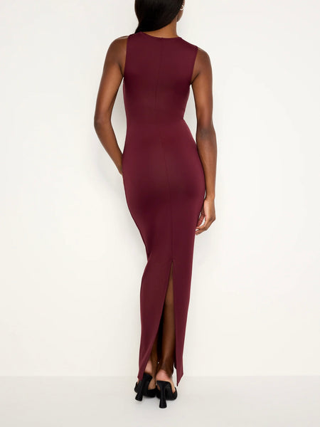 Scuba Twist Tank Maxi Dress in Oxblood