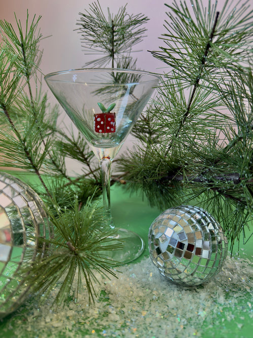 Holiday Icon Martini Glass in Present