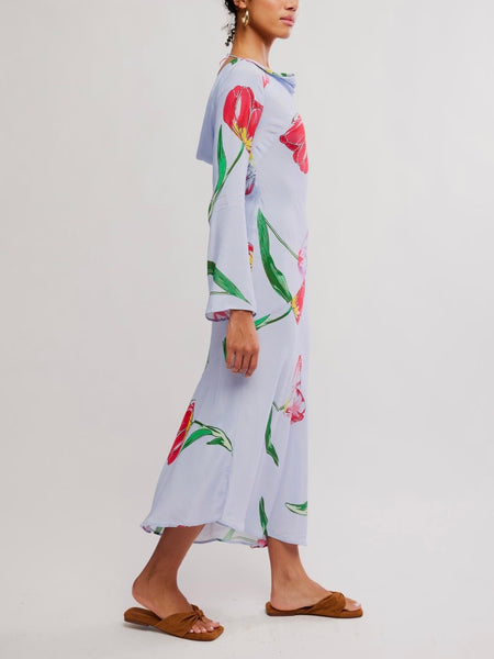 Zadie Diagonal Seam Midi Dress in Spring Combo