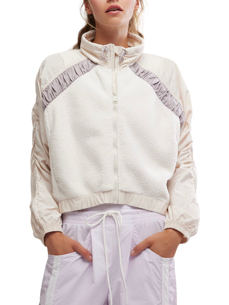 Amelia Zip Up Fleece in Bleach Clay & Oyster