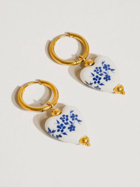 Yun Ceramic Floral Heart Earring