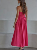 Suzy Striped Maxi Dress in Raspberry