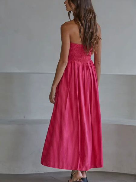 Suzy Striped Maxi Dress in Raspberry