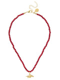 Alys Wild Boar Necklace in Red Coral