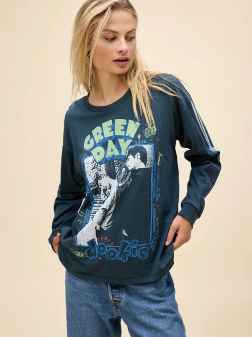 Green Day Dookie Long Sleeve Merch Tee in Vintage Black