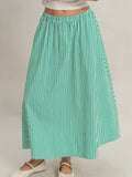 Stay Striped Maxi Skirt in Green