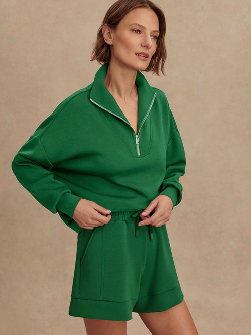 Hawley Half Zip Sweat in Verdant Green
