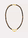 Beaded Carabiner Necklace in Tiger's Eye