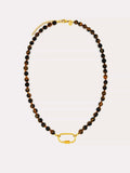 Beaded Carabiner Necklace in Tiger's Eye