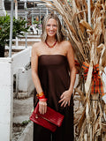 Felix Beaded Necklace in Maroon