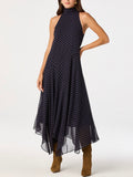 Tiana Dress in Navy Pink Polka Dot
