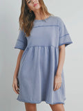 On The Fray Babydoll Dress in Denim