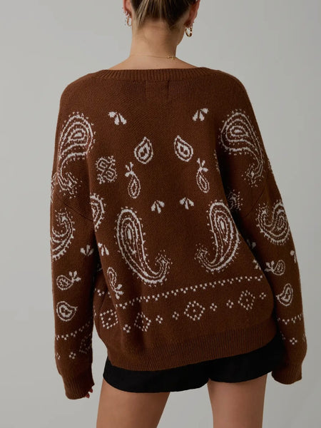 Pass The Paisley Cardi in Brown