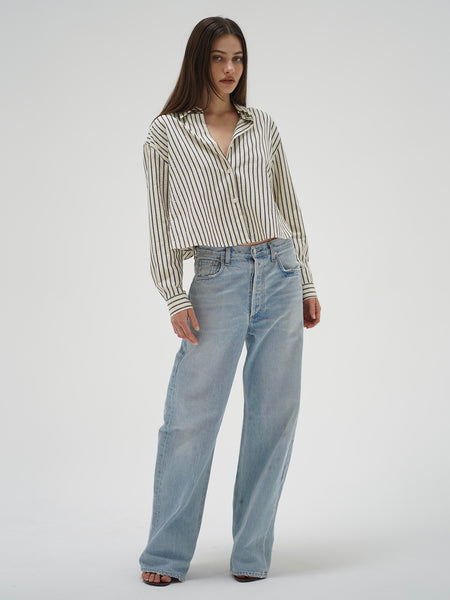 Valyria Blouse in Rhinestone Pin Stripe