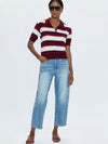 Drea Collared Sweater in Ruby Sangria Stripe