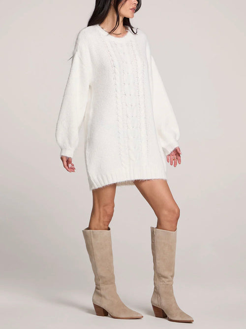 Macy Sweater Dress in Natural