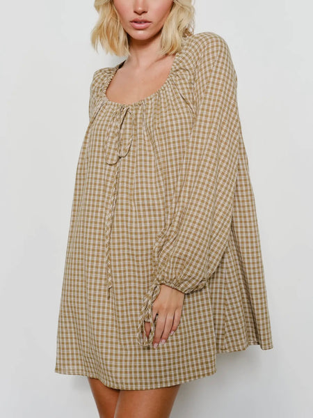 Plaid About Her Mini Dress in Olive