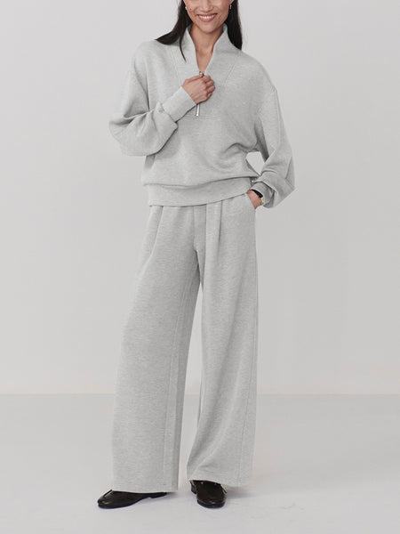The Extra Wide Leg Pant 29.5 in Light Grey Marl