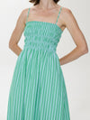 Bianca Smocked Dress in Blue Green Stripe