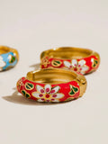 Isabeau Floral Hoops in Red