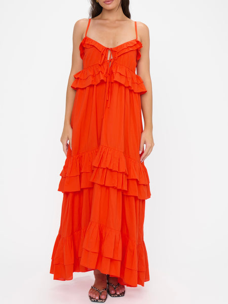 Freya Maxi Dress in Rouge Red Voile