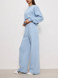 Crystal Wide Leg Sweatpants in Winter Sky