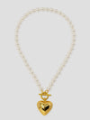 Heart Charm Pearl Collar Necklace