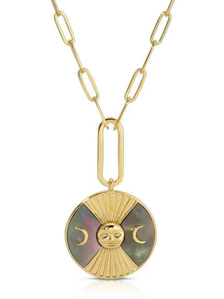 Moonage Drop Pendant Necklace in Black Mother of Pearl