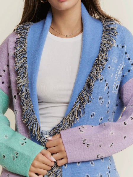Paisley Party Cardigan in Lavender Combo