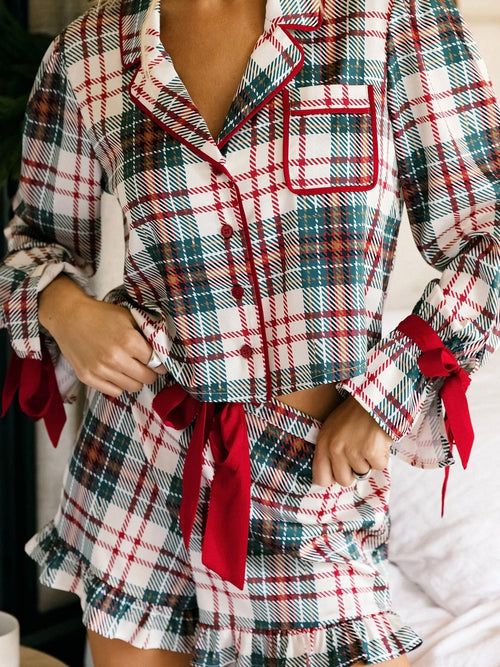 Aurora & Luna PJ Set in Frosted Pine Plaid