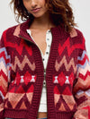 Sundazed Jacquard Cardi in Crimson Frost