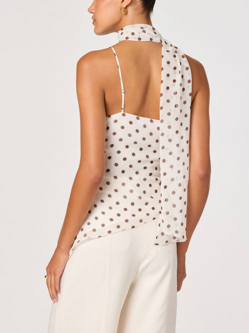 Adrie Top in Cream Polka Dot