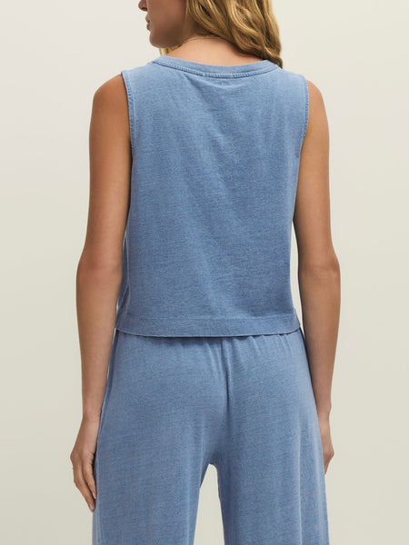 Sloane V-Neck Denim Tank in Santorini Indigo