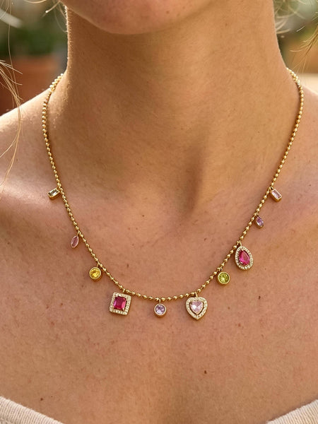 Daiselle CZ Charm Necklace in Multi