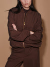 Keagan Short Blouson Jacket in Dark Cocoa Mini Check