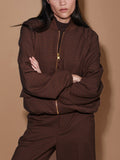 Keagan Short Blouson Jacket in Dark Cocoa Mini Check