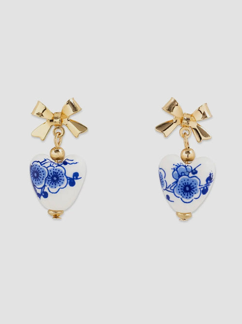 Chinoiserie Bow Heart Earrings