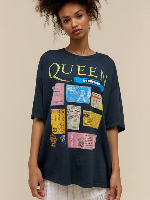 Queen Ticket Collage One Size Tee in Vintage Black