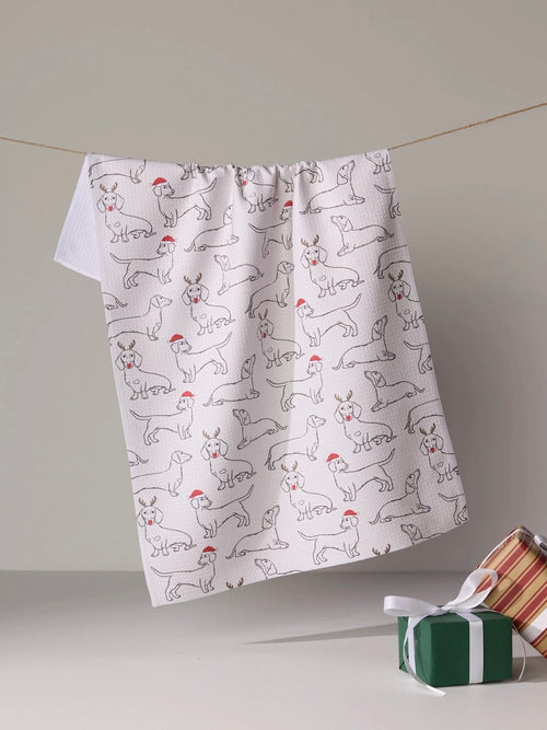 Festive Doxies Tea Towel