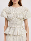 Azra Top in Ivory & Navy Pinstripe