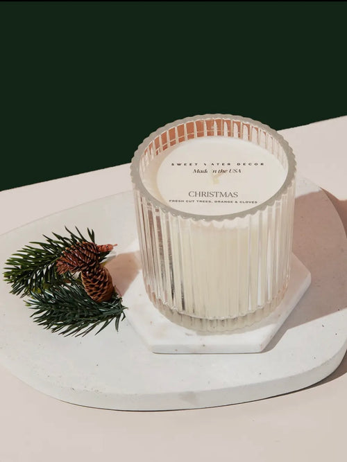 Christmas Candle Ribbed Jar 12oz