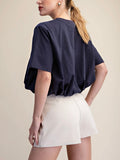 Bubbling Over Cropped Tee in Navy