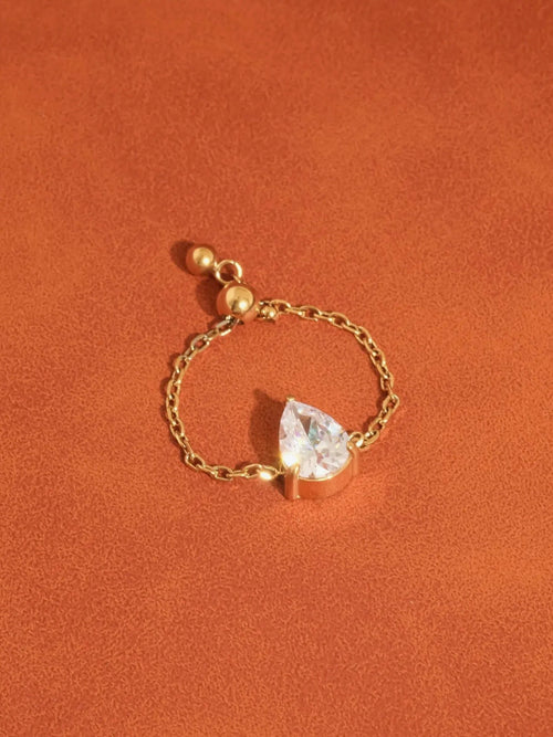 Alora Pear CZ Chain Ring
