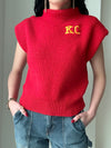 KC Short Sleeve Sweater in Red