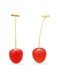 Cherry & Stem Earrings in Berry Red