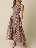 Bottom Line Maxi Dress in Pink & Brown