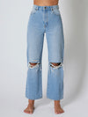 Heidi Ankle Jean in Distressed Light Stone Wash