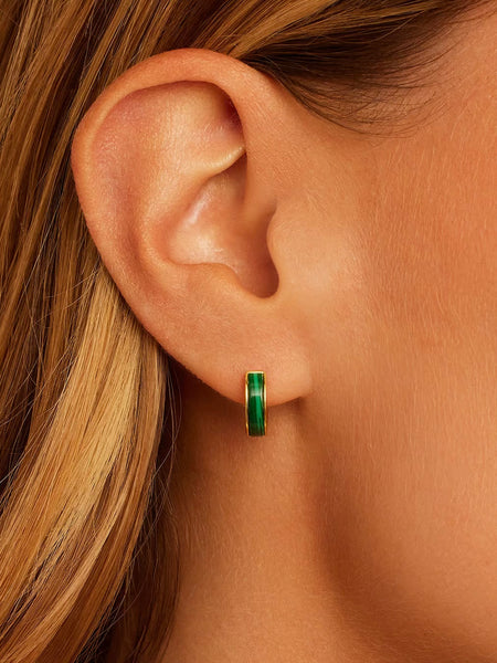 Rose Marble Huggies in Malachite Marble