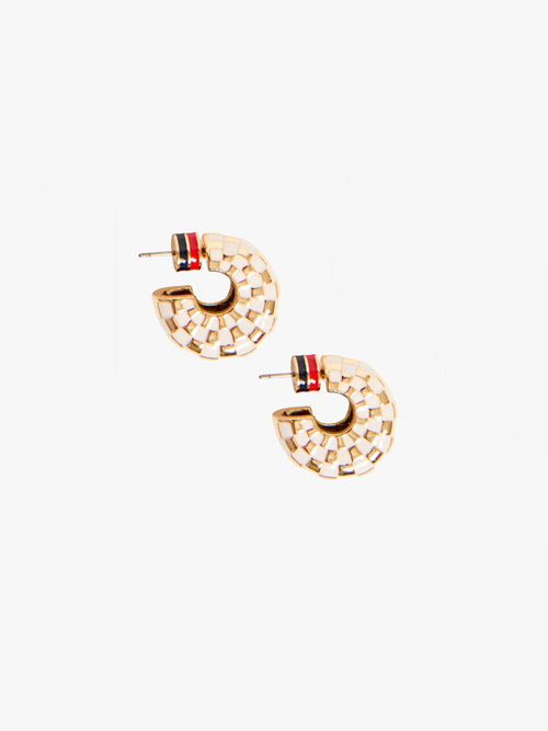 Le Hoop in Checker Gold & Cream