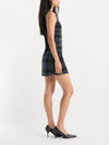 The Mesh Mini Dress in Navy & Green Plaid